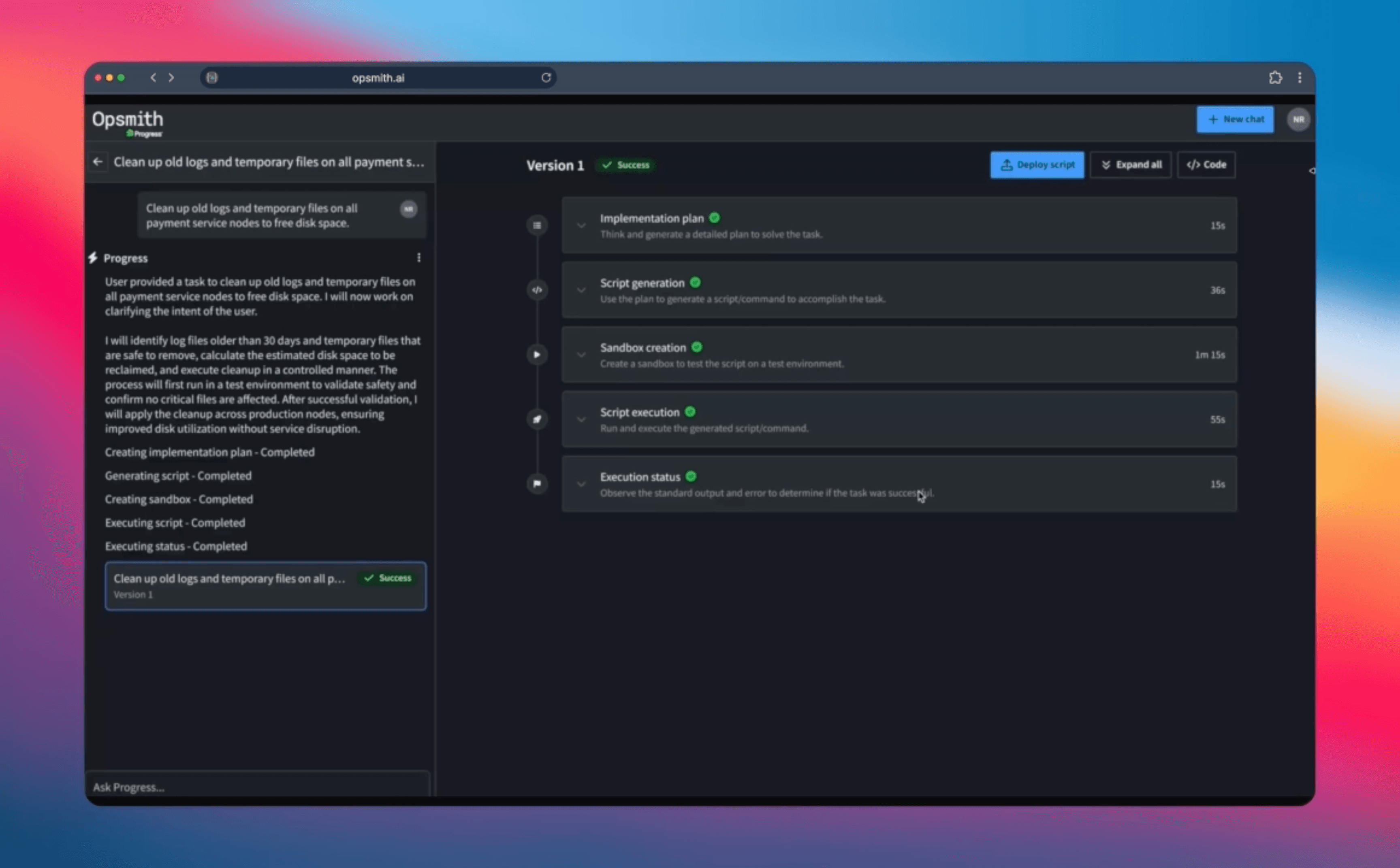 Opsmith Demo Interface